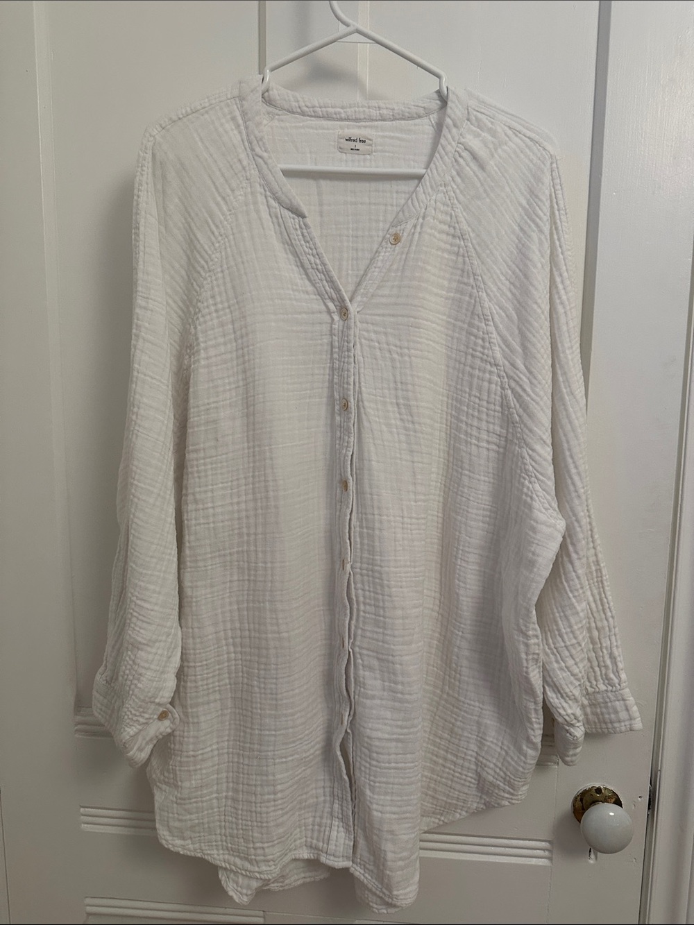 Wilfred 100% organic cotton white Gauze Button-Front Women's Top